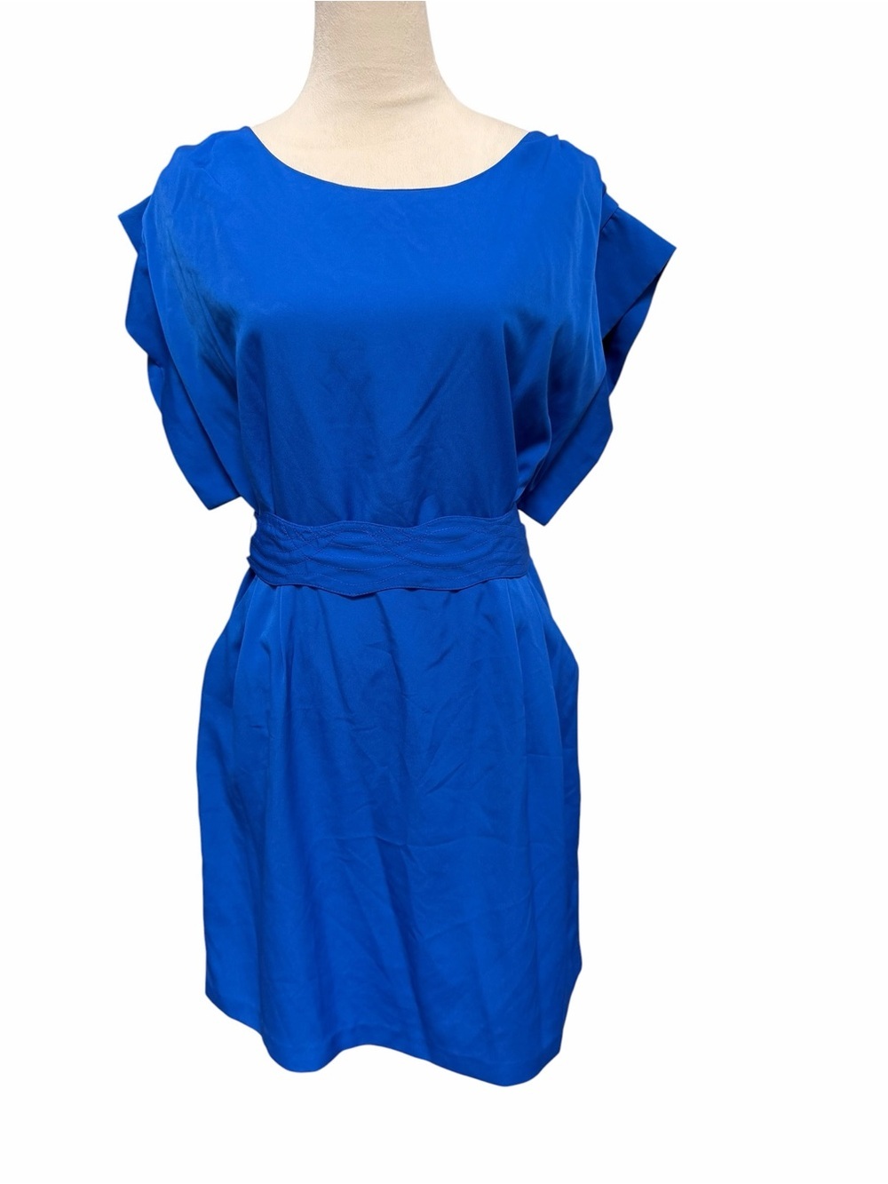 Eliza J Size 12 Women’s Royal Blue Belted Waist Dress Pockets